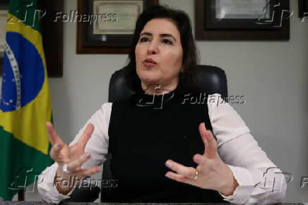 Simone Tebet (MDB-MS), presidente da CCJ, durante entrevista  Folha