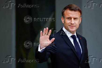 French President Macron at the Elysee Palace in Paris