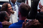 FILE PHOTO: Democratic presidential nominee and U.S. Vice President Kamala Harris rally in Savannah