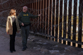 Democratic presidential nominee and U.S. VP Kamala Harris visits US-Mexico border