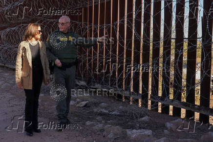 Democratic presidential nominee and U.S. VP Kamala Harris visits US-Mexico border