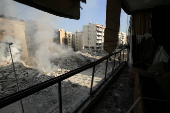 Aftermath of Israeli air strikes on Beirut's southern suburbs