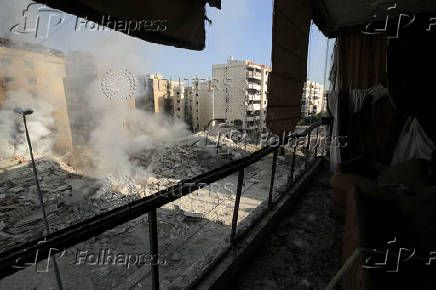 Aftermath of Israeli air strikes on Beirut's southern suburbs