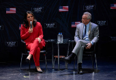 Robert F. Kennedy Jr. and Tulsi Gabbard  take part in a moderated discussion with actor Zachary Levi in Dearborn