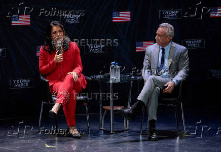 Robert F. Kennedy Jr. and Tulsi Gabbard  take part in a moderated discussion with actor Zachary Levi in Dearborn