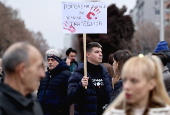 Protest honouring Frosina Kulakova, a young woman killed by a drunk driver in Skopje