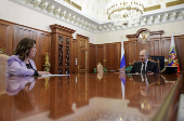 Russia's President Putin meets with Chairwoman of the Supreme Court Podnosova in Moscow
