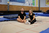 A handout photo shows trampoline gymnasts, Dylan Schmidt and Maddie Davidson