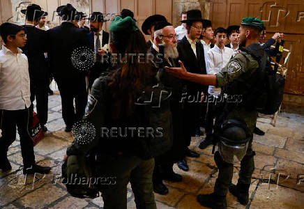 Jewish holiday of Passover at the Western Wall in Jerusalem's Old City