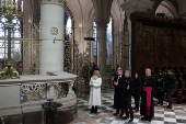 French President Macron visits the Notre-Dame Cathedral, in Paris