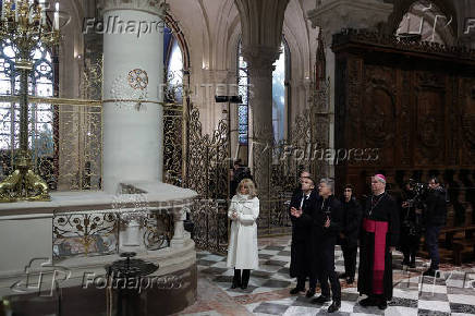 French President Macron visits the Notre-Dame Cathedral, in Paris