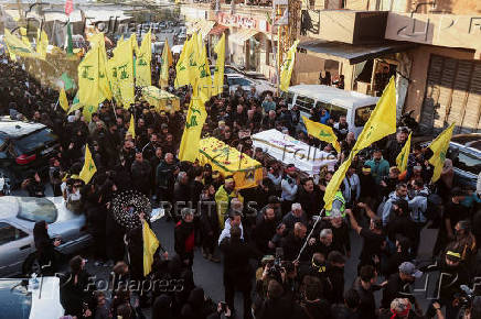 Funeral of Hezbollah fighters who were killed during hostilities with Israeli forces, in Maarakeh