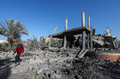 Aftermath of an Israeli strike on a house, in Deir Al-Balah in the central Gaza Strip