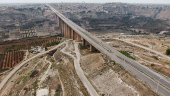 A drone view of Al-Rastan bridge in Homs countryside