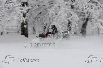 Heavy winter snowfall in Belgrade