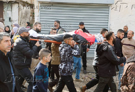 Funeral of Palestinians killed by an Israeli air strike in Jenin camp