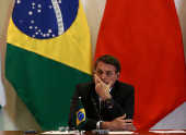 O presidente Jair Bolsonaro durante reunio da cpula do Brics