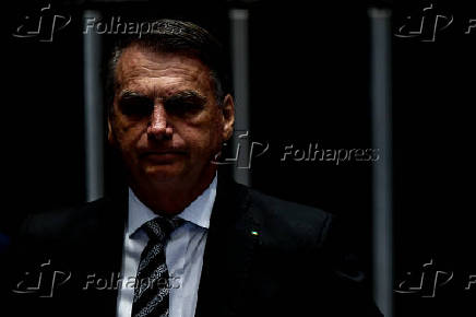 O presidente Jair Bolsonaro em cerimnia no Senado