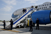 U.S. President Joe Biden and first Lady Jill Biden arrive in South Bend, Indiana