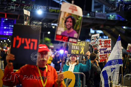 Israelis protest demanding the release of hostages who were kidnapped during the deadly October 7, 2023 attack, in Tel Aviv