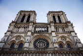 French President Macron visits Notre-Dame in Paris