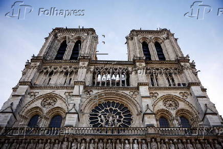 French President Macron visits Notre-Dame in Paris