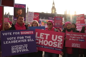 Demonstrations outside Parliament ahead of the Assisted Dying Bill