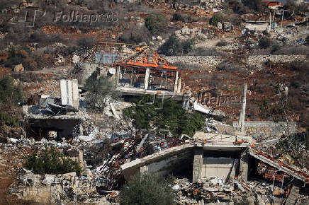 A view of destroyed buildings in southern Lebanon, near the Israel-Lebanon border