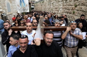 Good Friday procession along Via Dolorosa in Old city of Jerusalem