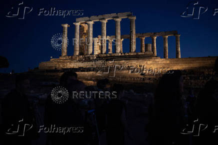 Greece showcases ancient temple of Poseidon in Cape Sounion with new lighting