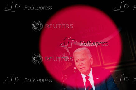 U.S. President Joe Biden receives a briefing on preparations for Hurrican Milton at the White House