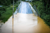 Pontos de alagamento na cidade de jaragu do sul, santa catarina.