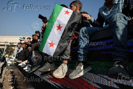 Demonstration of prisoners who were released from the  Sednaya prison in Damascus