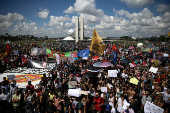Protesto contra os cortes na educao propostas pelo governo do presidente Bolsonaro, no DF