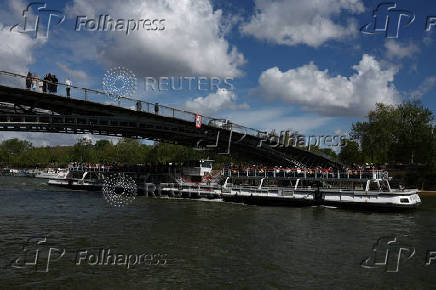 The River Seine 100 days before the start of the Paris 2024 Olympic Games