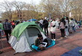 College students protest on University of Michigan campus