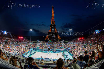 Fase preliminar de vlei de praia feminino nos Jogos de Paris