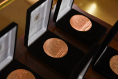 U.S. House Speaker Johnson and Congressional leaders host a Congressional Gold Medal Ceremony for Kabul fallen servicemembers, in Washington