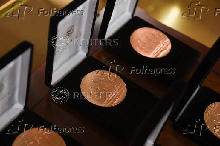 U.S. House Speaker Johnson and Congressional leaders host a Congressional Gold Medal Ceremony for Kabul fallen servicemembers, in Washington