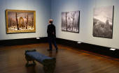 A man watchs painting at the exhibition ?Caspar David Friedrich: Infinite Landscapes? in Berlin