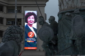 Billboards of candidates in the first round of presidential elections in Skopje