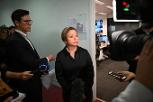 Australian Communications Minister Michelle Rowland during a doorstop interview