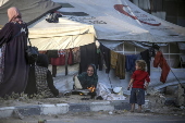 Internally displaced Palestinians in Deir Al Balah, Gaza Strip