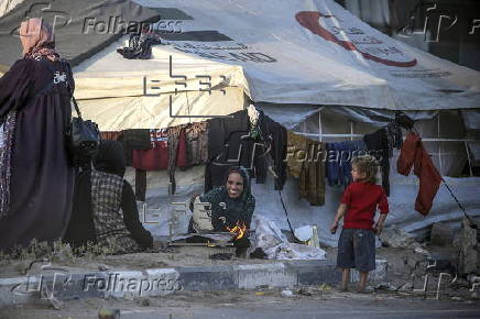 Internally displaced Palestinians in Deir Al Balah, Gaza Strip