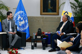 Head of Venezuela's National Electoral Council (CNE) Hidrobo Amoroso meets with members of the UN delegation, in Caracas