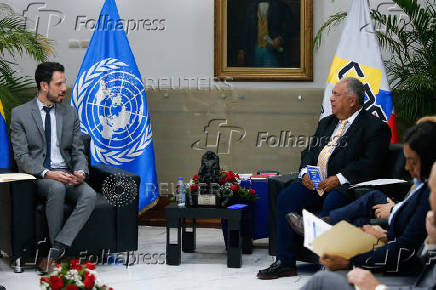 Head of Venezuela's National Electoral Council (CNE) Hidrobo Amoroso meets with members of the UN delegation, in Caracas