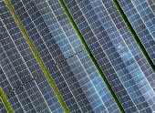 Drone shot of a solar park in Dodewaard