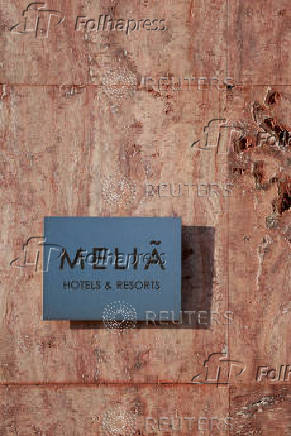 Spain's Melia hotel and resort chain logo is on display at Hotel Melia Bilbao