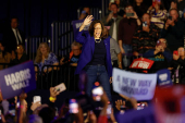 Democratic presidential nominee U.S. Vice President Kamala Harris attends a campaign rally in Reno