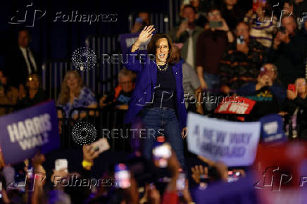 Democratic presidential nominee U.S. Vice President Kamala Harris attends a campaign rally in Reno